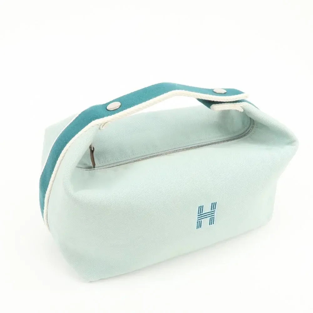 Hermes Bride A Brac GM Canvas Cosmetic Pouch Light Blue